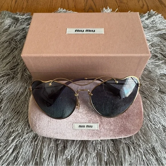 Miu Miu | Accessories | Miu Miu Gold Frame Heart Sunglasses New